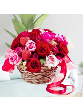 Lovely 14 Roses in Basket 