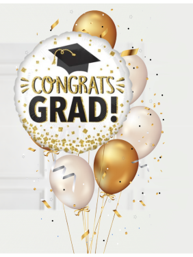 Celebrate Graduation Balloons Gold White