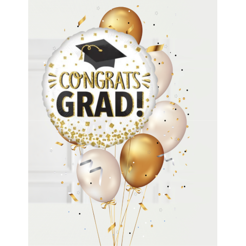 Celebrate Graduation Balloons Gold White