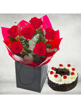 Express  Combo of 6 Roses & Small Cake