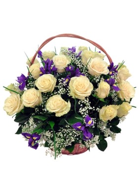 White Rose Basket Arrangement