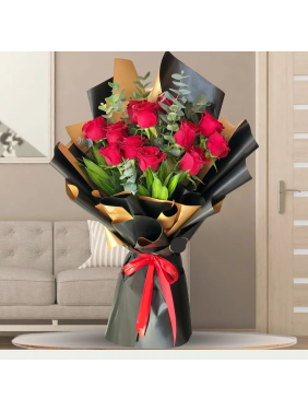 14 Roses Bouquet with Elegance