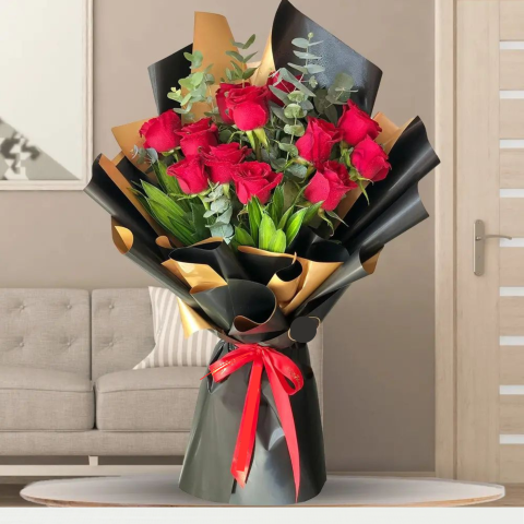 14 Roses Bouquet with Elegance