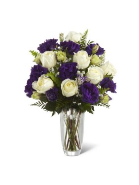 Vase of Purple & white Roses