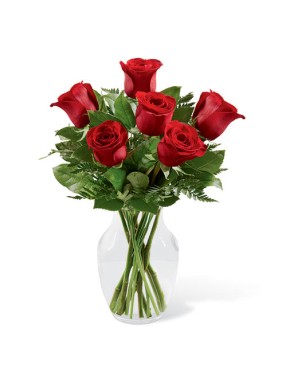 Vase of 6 Red Roses