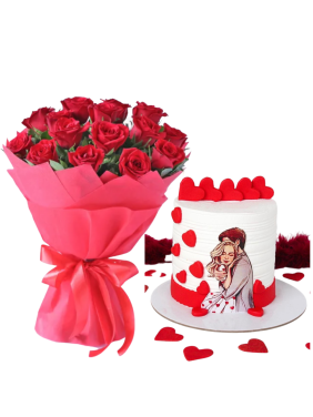 Be mine 3D Cake & Flowers 