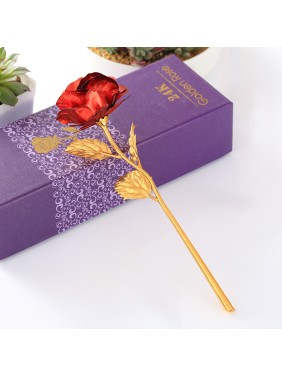 Red 24k Gold Foil Plated Rose