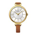 Elegant Ladies Quartz Analogue Leather Strap Watch – Silver Dial