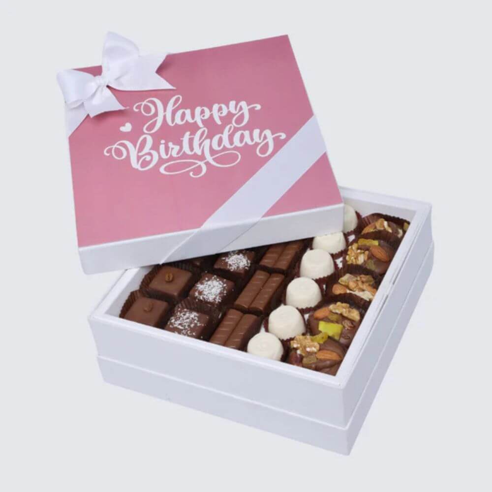 GHBD-723-1 Happy Birthday Pink Designed Premium Chocolates Box - Image 1
