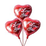 3 Heart-Shaped "I Love You" Foil Balloons