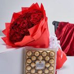 40 Red Roses Bouquet & Ferrero Rocher Chocolates 300g