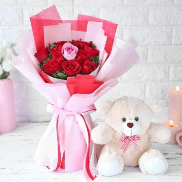 Bunch of Pink Romance with Teddy