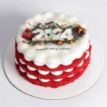 luxurious Red Velvet New Year Cake