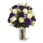 Vase of Purple & white Roses