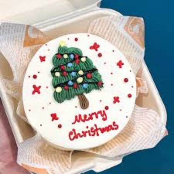 Happy Christmas Bento Cake - 500g Festive Christmas Tree Design
