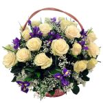 White Rose Basket Arrangement