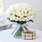 Bridal Gift Set 60 White Roses & Ferrero Rocher Chocolates