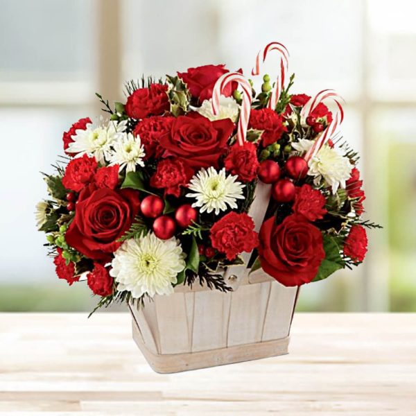 Assorted Roses Christmas Basket
