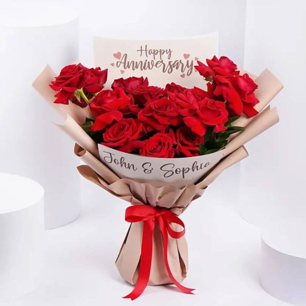 Personalised Rose Anniversary Bouquet A Romantic Gift of Love