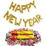 Happy New Year Foil Banner & Confetti Party Poppers