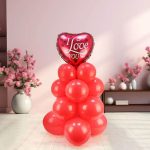 I Love You" Balloon Stand 20 Red Latex Balloons & Foil Heart Balloon