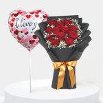 Stunning 12 Red Roses with 'I Love You' Balloon