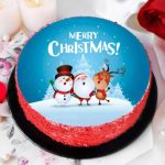 Merry Christmas Snowman Personalized Photo Cake (Half Kg)