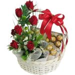 Fresh Flowers & Ferrero Rocher Basket