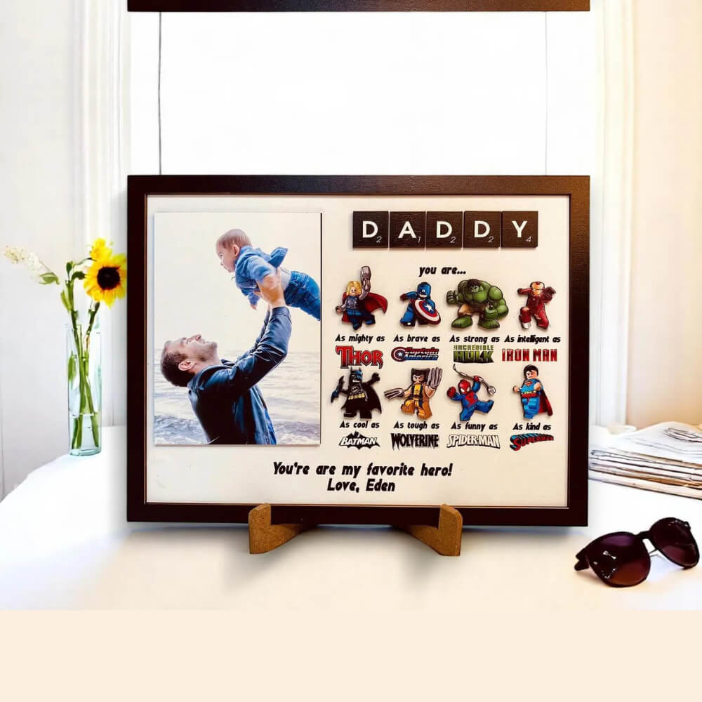 Super-hero-dad-personalized-photo-frame-1000x1000 super Hero Dad personalized Frame - Image 1