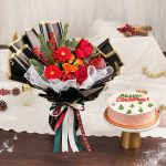 Christmas Celebration Bouquet with Chocolate Cake