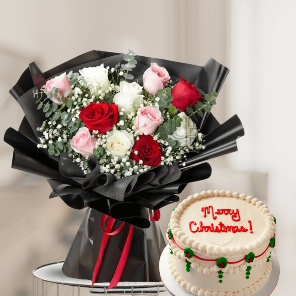 Festive Cake & Flowers