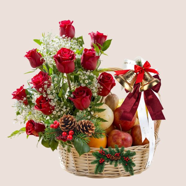 Festive Fruit & Flowers Basket