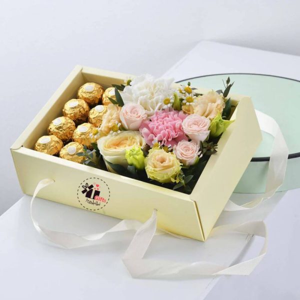 Ferrero Rocher & Flower Hamper Gift Box