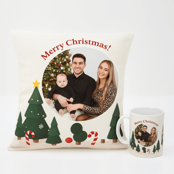 Personalized Christmas Greetings Cushion And Mug
