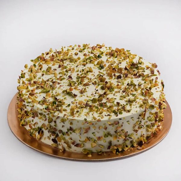 Eggless Pistachio Drizzled Vanilla Cake