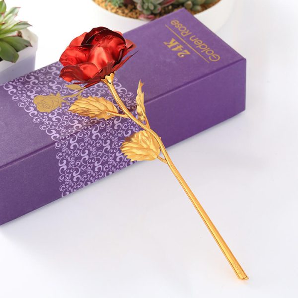 Red 24k Gold Foil Plated Rose