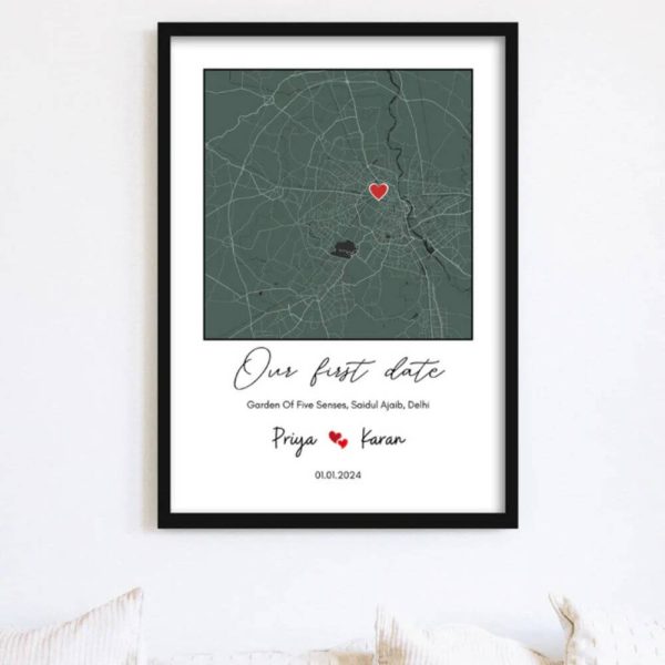 Our First Date Personalized Map Frame